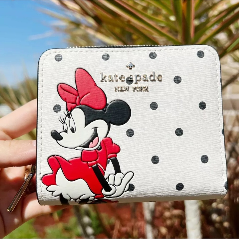 Disney x Kate Spade Minnie Mouse Zip Around Wallet White Polka Dot
